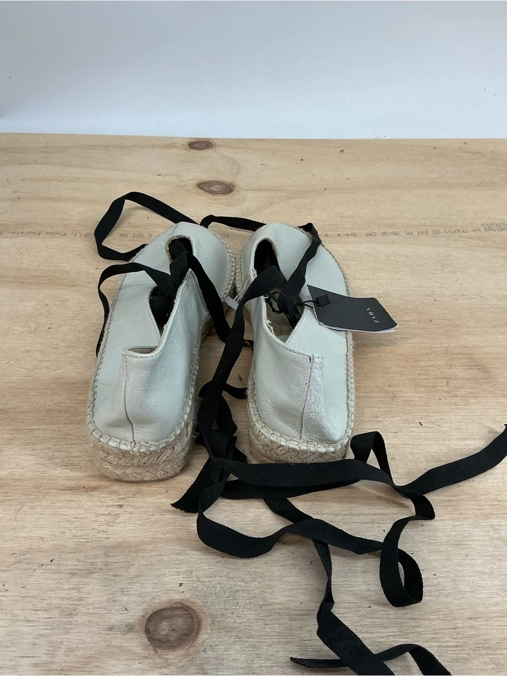Zara Women's Cream Espadrille Lace-Up Flats Size 38